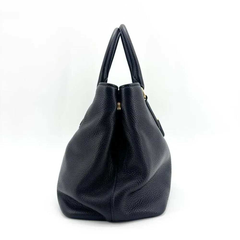 Prada Vitello Phoenix Tote Bag Black with Gold Hardware